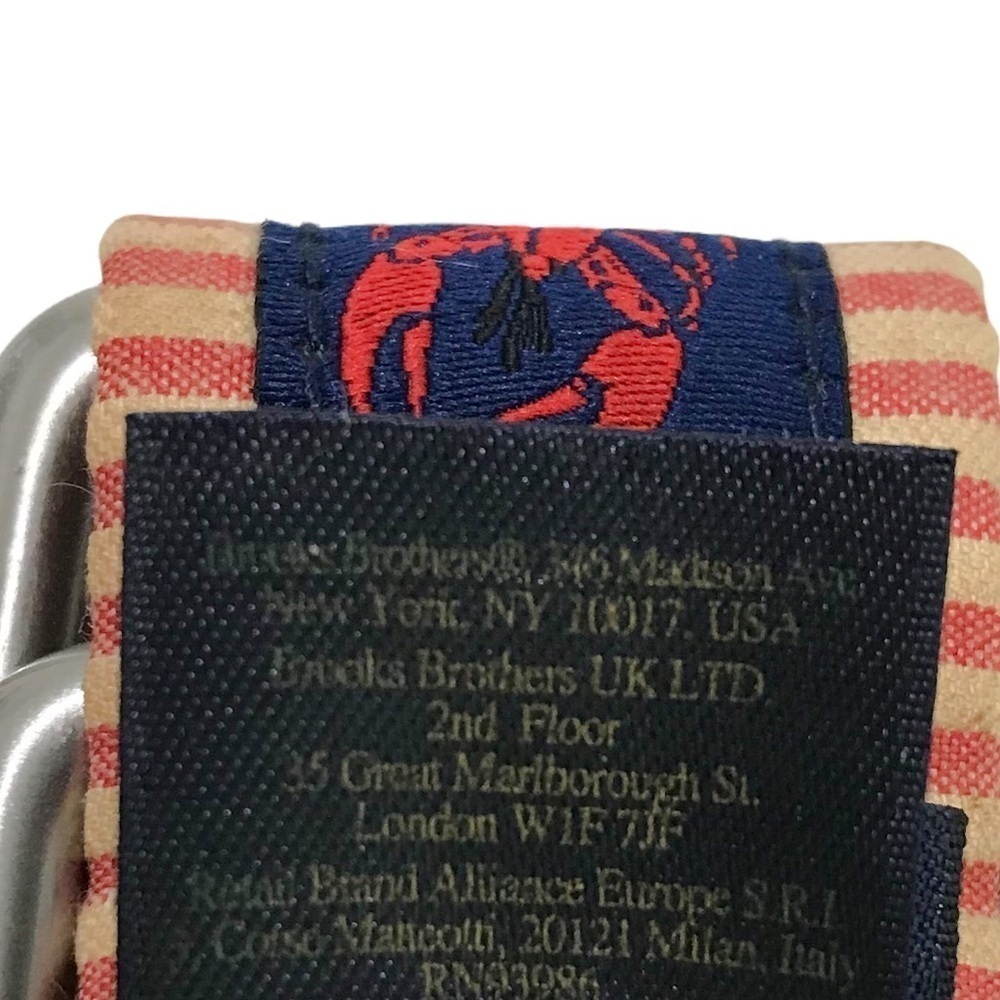 Brooks Brothers Striped Blue Ribbon Lobster Print Belt Size Medium M - Picture 3 of 5